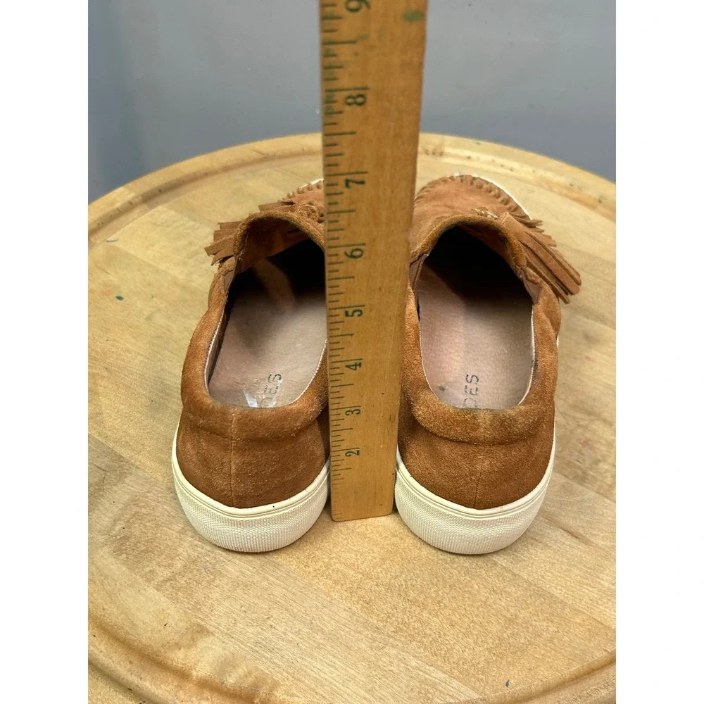 J/Slides NYC Sneakers Womens 6 Brown Suede Tassel‎ Slip On Whipstitch Platform